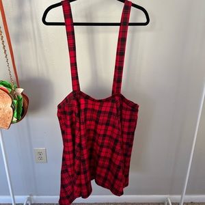 Red Plaid Pinafore Skirt
